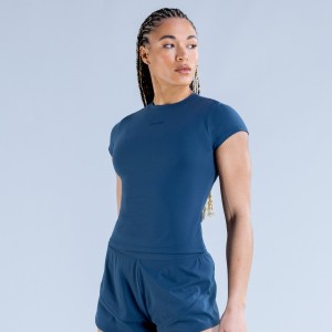 Camiseta DFYNE Origin Fitted Feminino Azuis | IMVCKD059