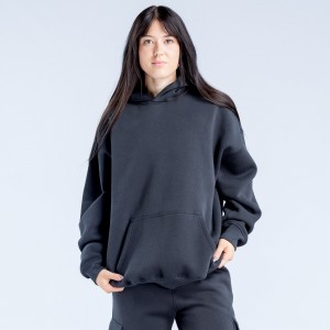 Moletom com Capuz DFYNE Lanyi Edit Oversized Feminino Pretas | DSZMIB605