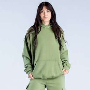 Moletom com Capuz DFYNE Lanyi Edit Oversized Feminino Verdes Escuro | IBMNDK308