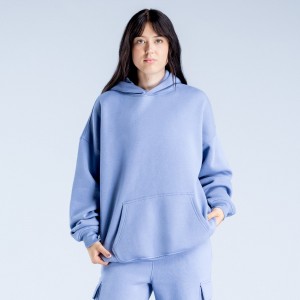 Moletom com Capuz DFYNE Lanyi Edit Oversized Feminino Azuis | UCTNVZ068