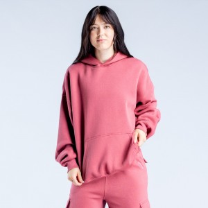 Moletom com Capuz DFYNE Lanyi Edit Oversized Feminino Rosa Escuro | QABCTP960