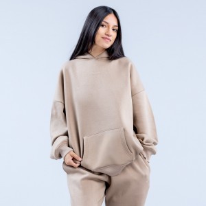 Moletom com Capuz DFYNE Revive Heavy Weight Feminino Bege | HRMUKF429