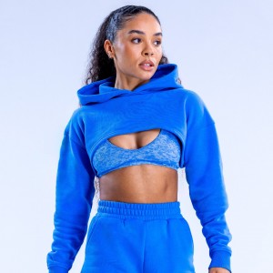 Moletom com Capuz DFYNE Revive Super Crop Feminino Azuis | HULACZ625