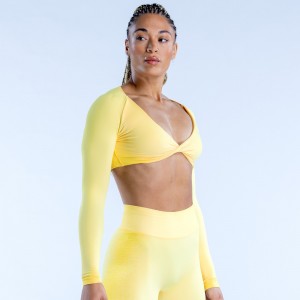 Top DFYNE Ignite Twist Front Crop Feminino Limão | IDOSMQ894