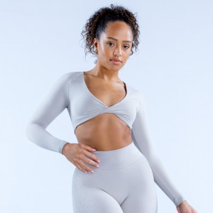 Top DFYNE Ignite Twist Front Crop Feminino Luz Cinzentas | NVEKRB039