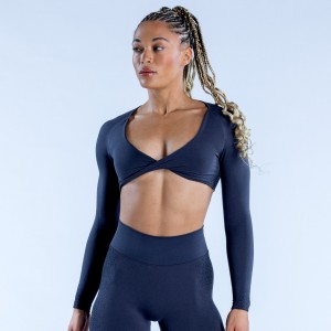 Top DFYNE Ignite Twist Front Crop Feminino Cinzentas | VMWSZR894