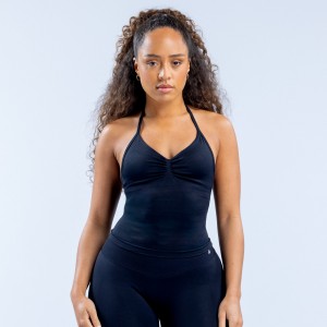Top DFYNE Impact Longline Strappy Feminino Pretas | TYBGLR376