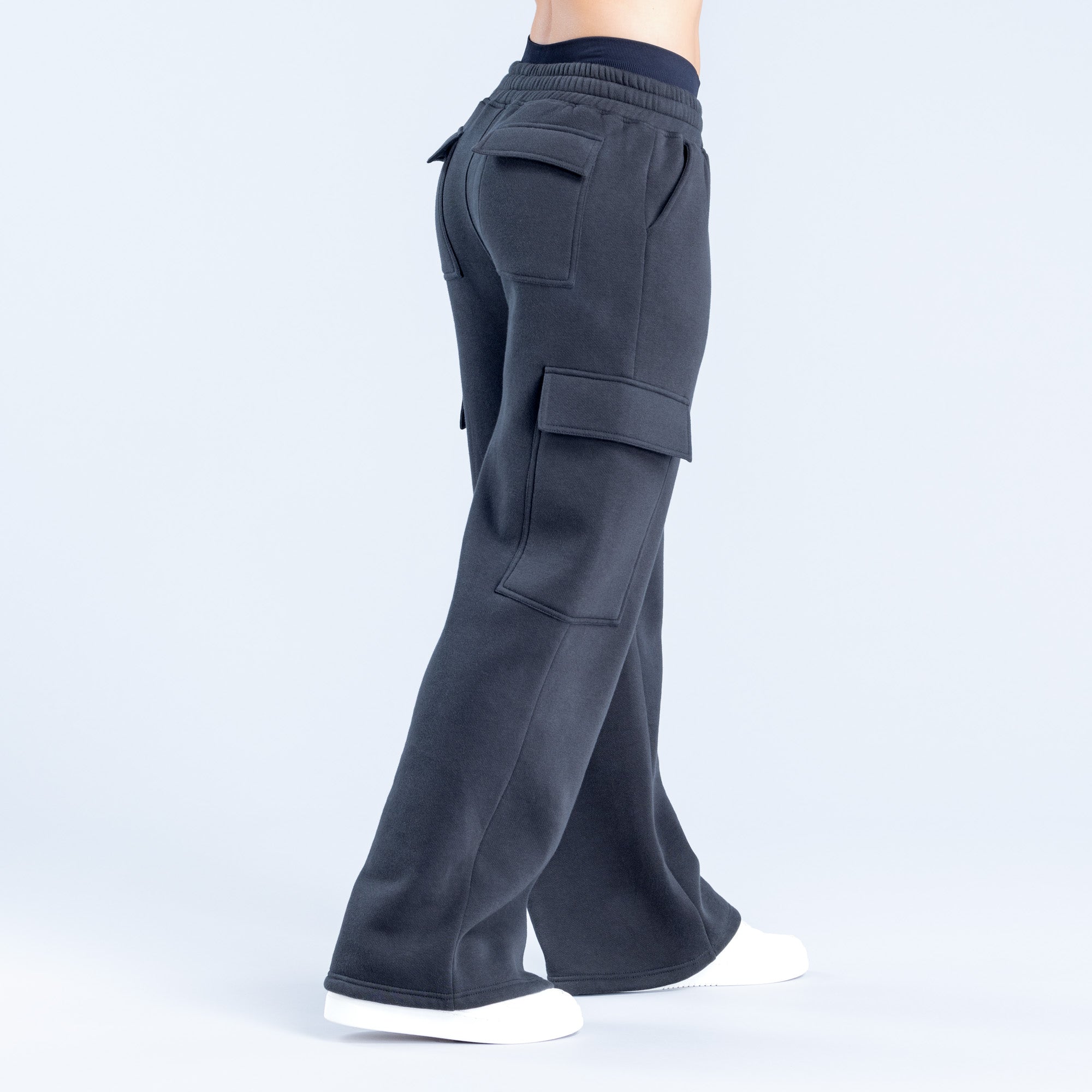 Calça Jogger DFYNE Lanyi Edit Wide Leg Cargo Feminino Pretas | AZIVYL053