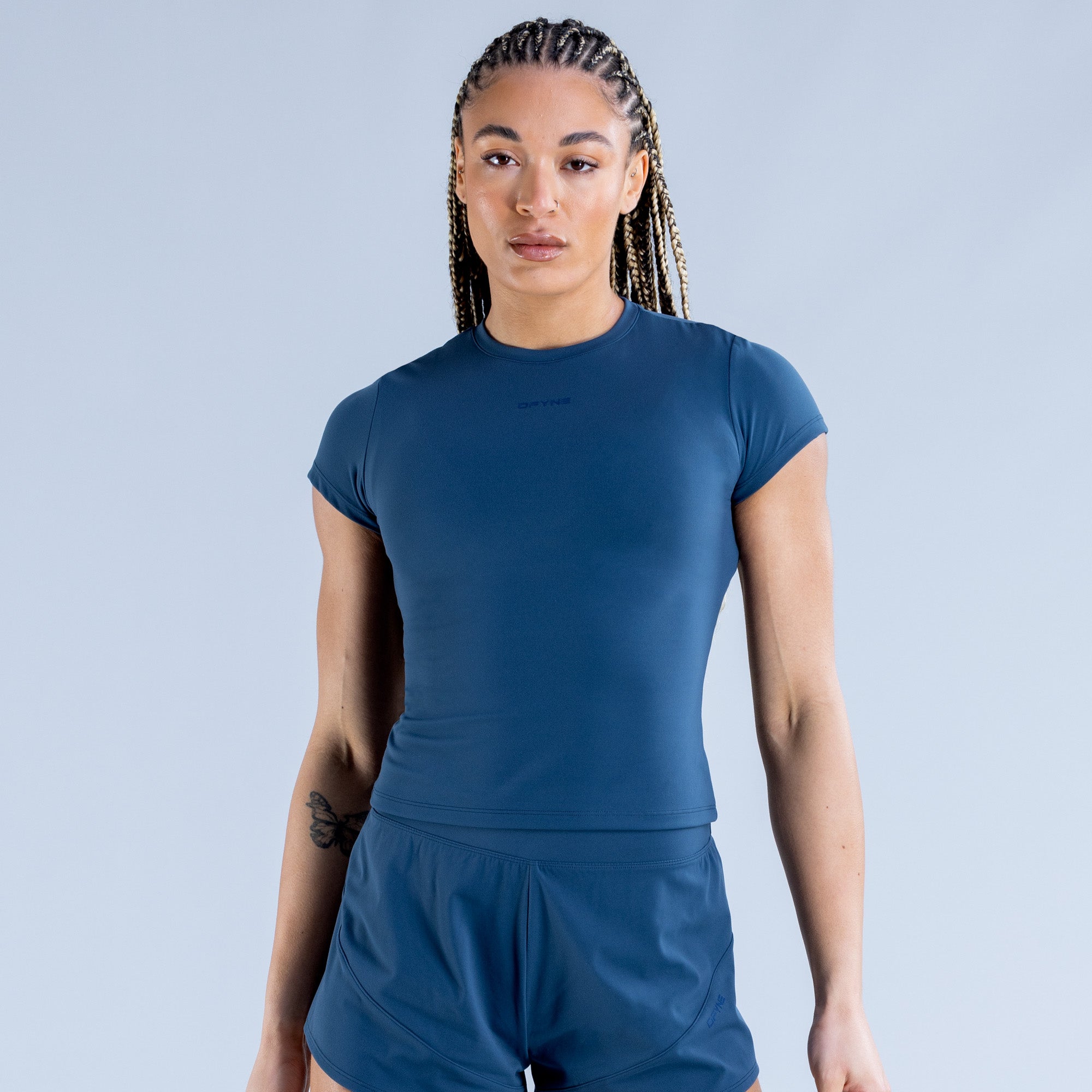Camiseta DFYNE Origin Fitted Feminino Azuis | IMVCKD059