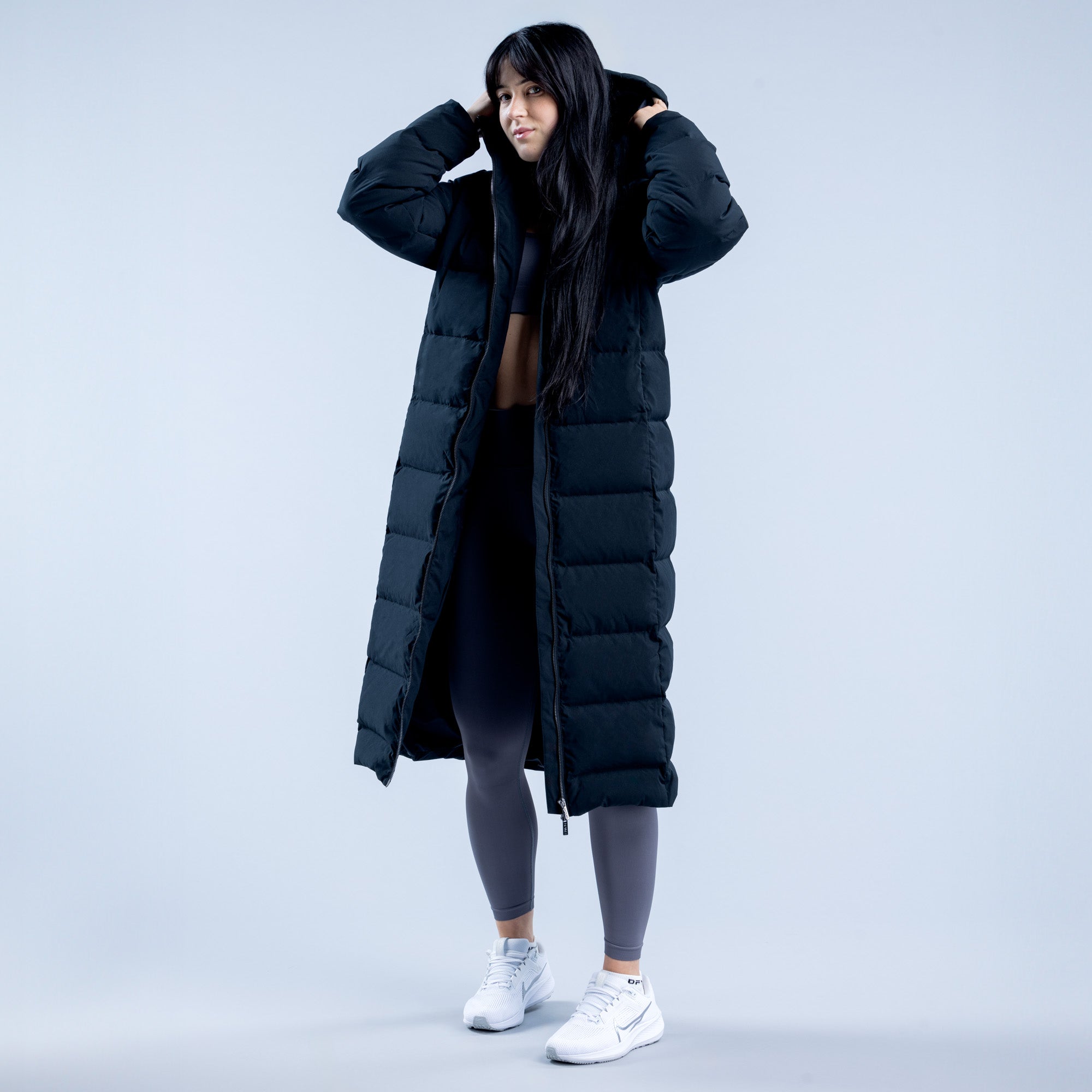 Jaquetas DFYNE Revive Long Down Feminino Pretas | ZQUCXK817