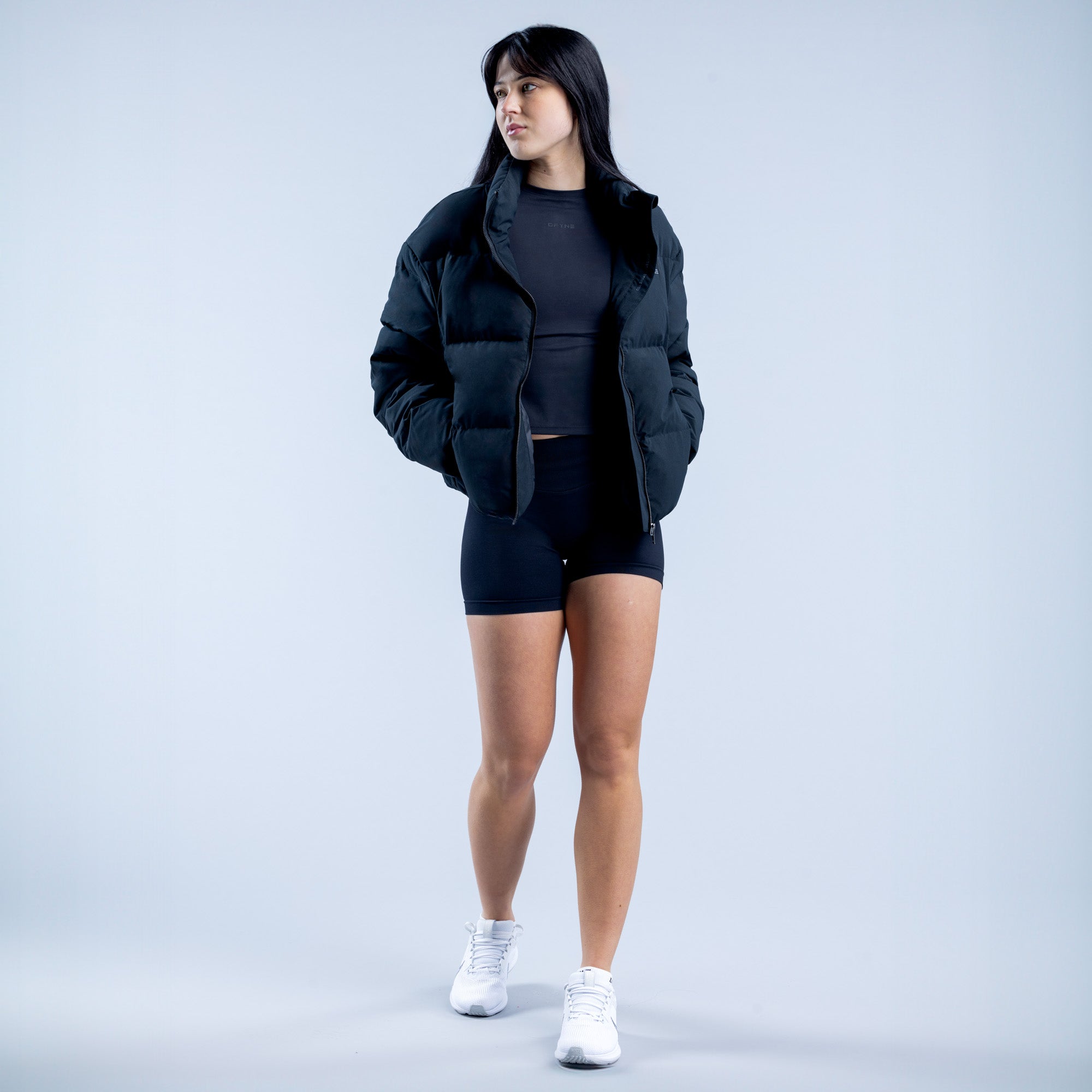 Jaquetas DFYNE Revive Short Down Feminino Pretas | KEVYLT047