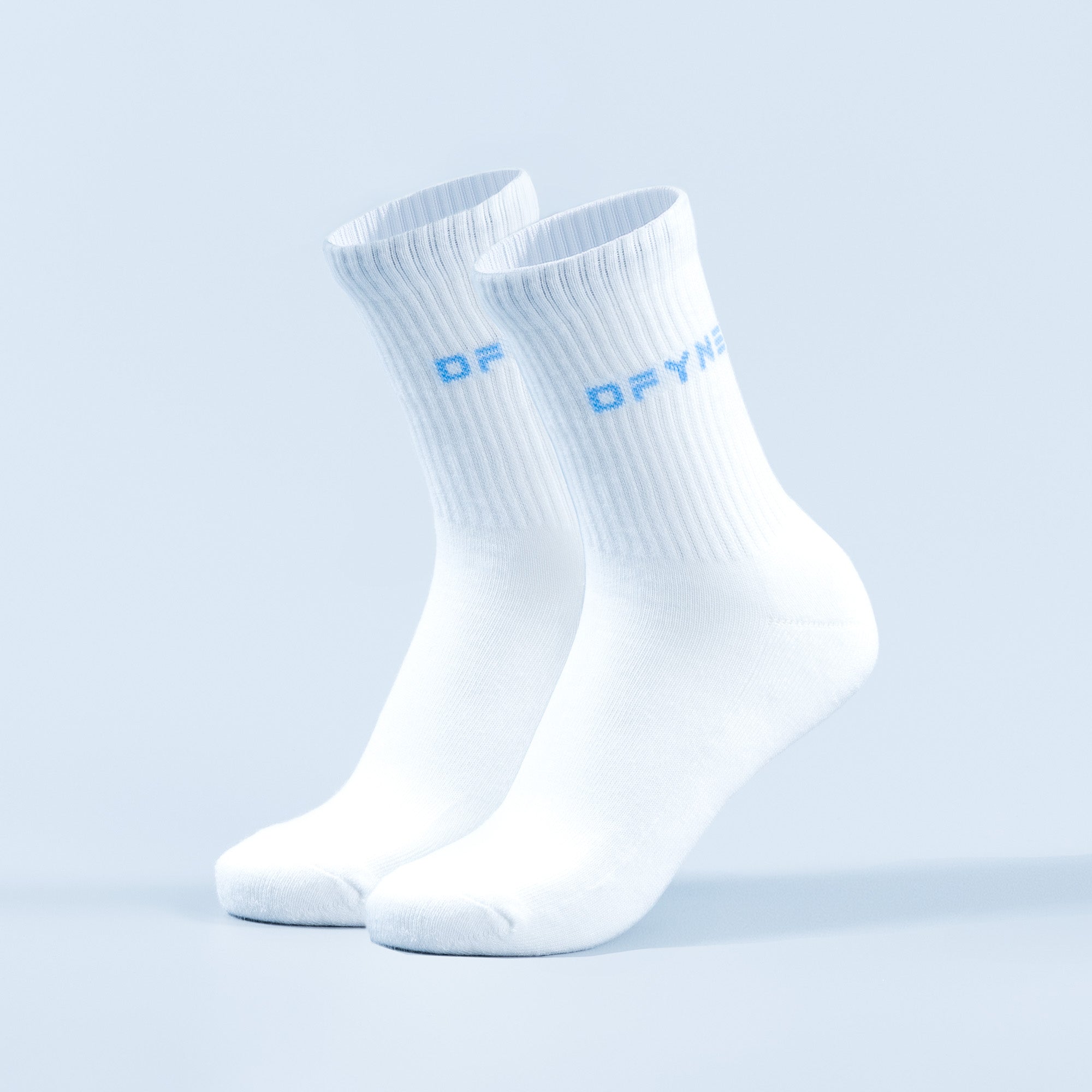 Meias DFYNE Revive Crew Feminino Branco Azuis | QWAVCE278