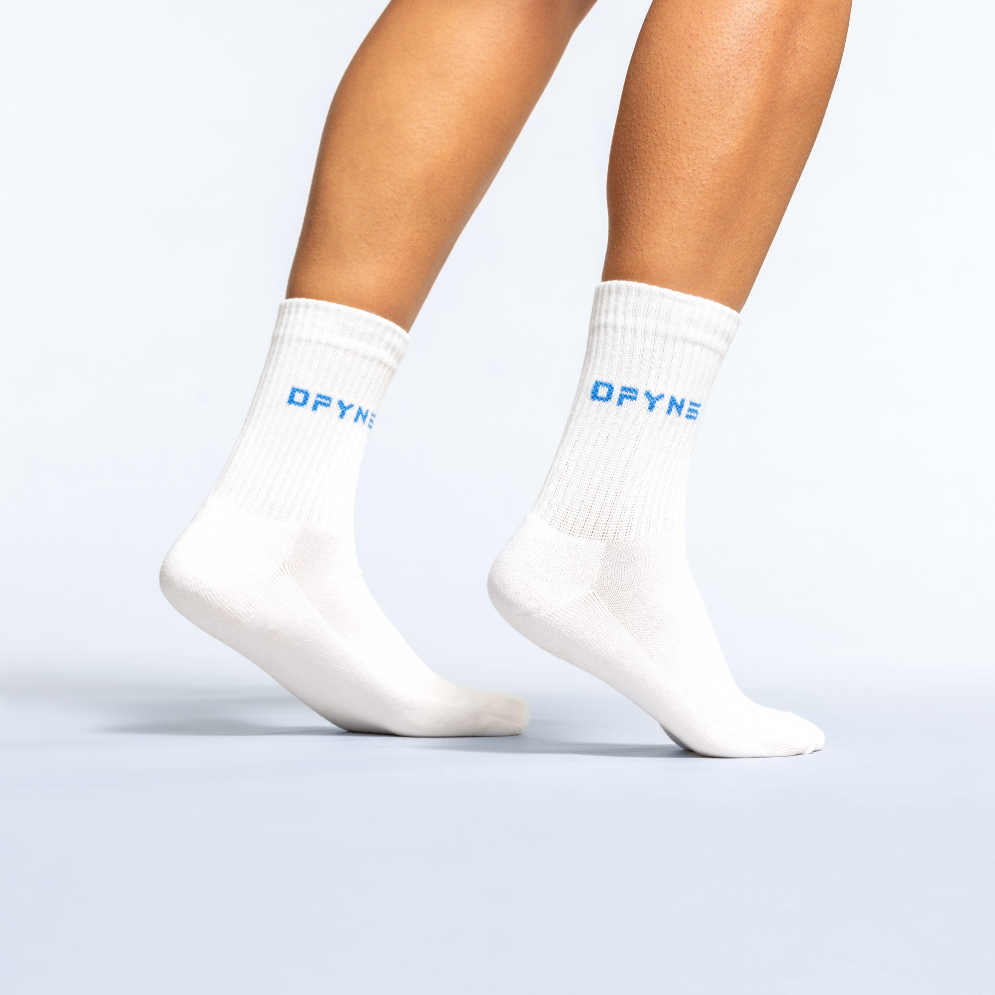 Meias DFYNE Revive Crew Feminino Branco Azuis | SUHDTM149