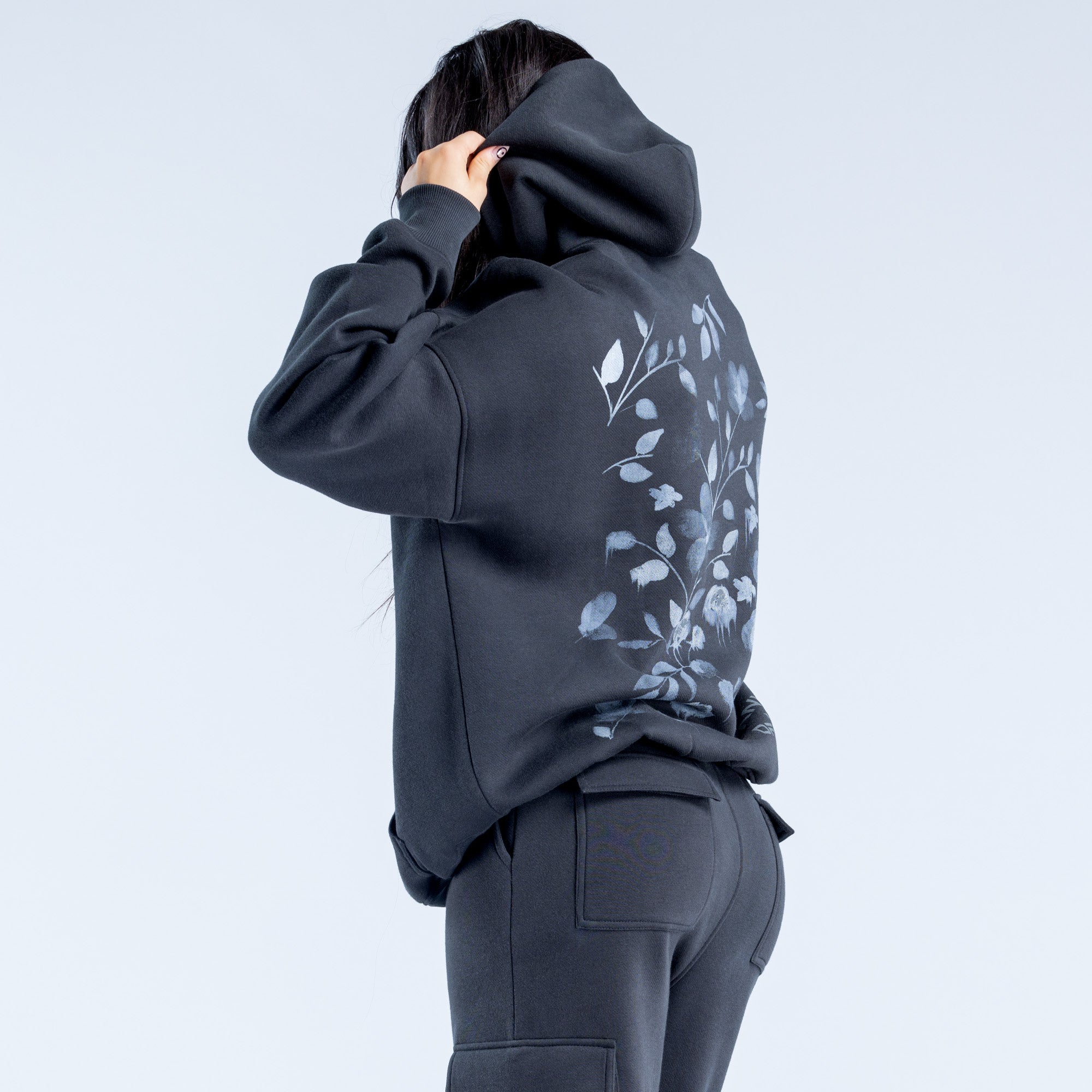 Moletom com Capuz DFYNE Lanyi Edit Oversized Feminino Pretas | DSZMIB605