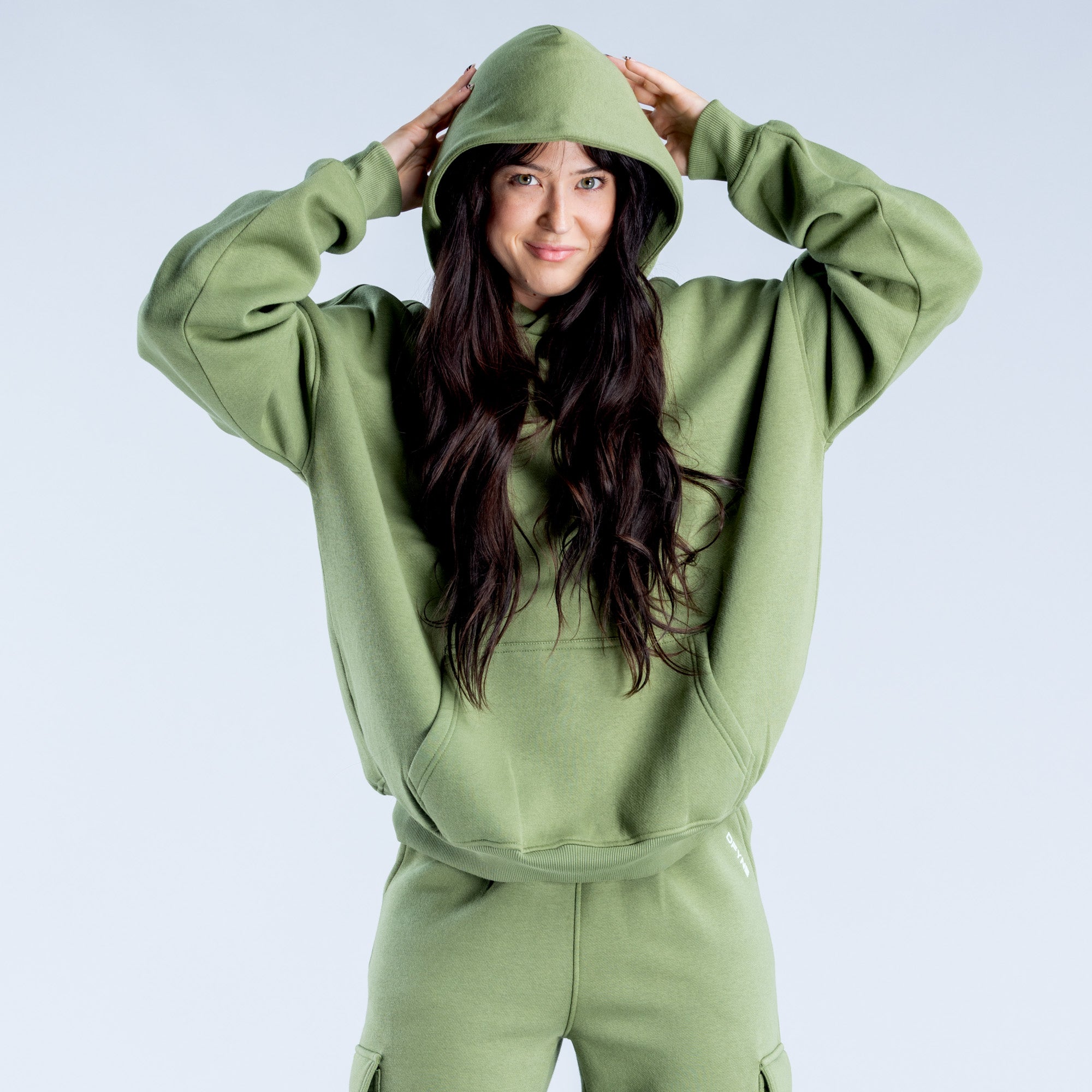 Moletom com Capuz DFYNE Lanyi Edit Oversized Feminino Verdes Escuro | IBMNDK308