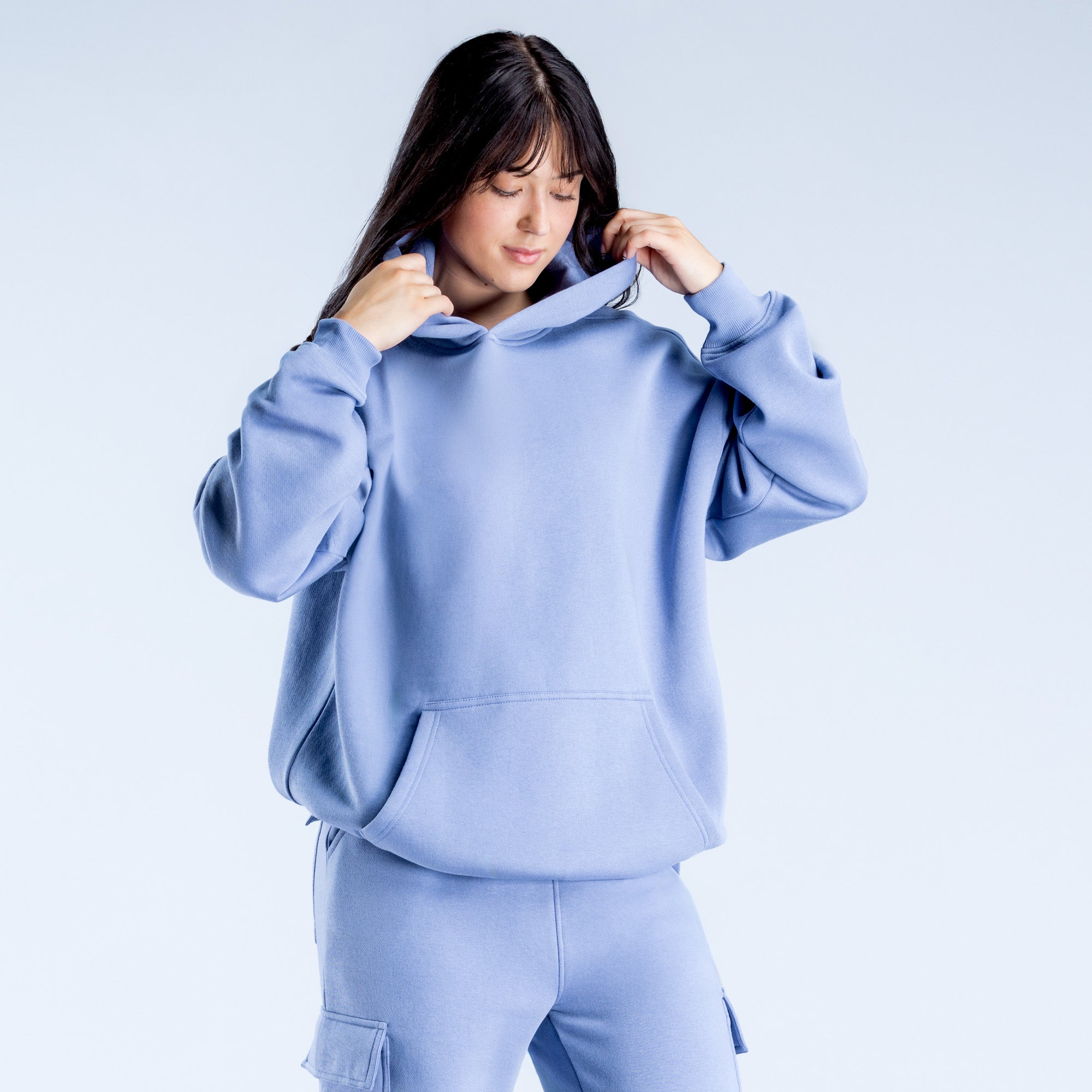 Moletom com Capuz DFYNE Lanyi Edit Oversized Feminino Azuis | UCTNVZ068