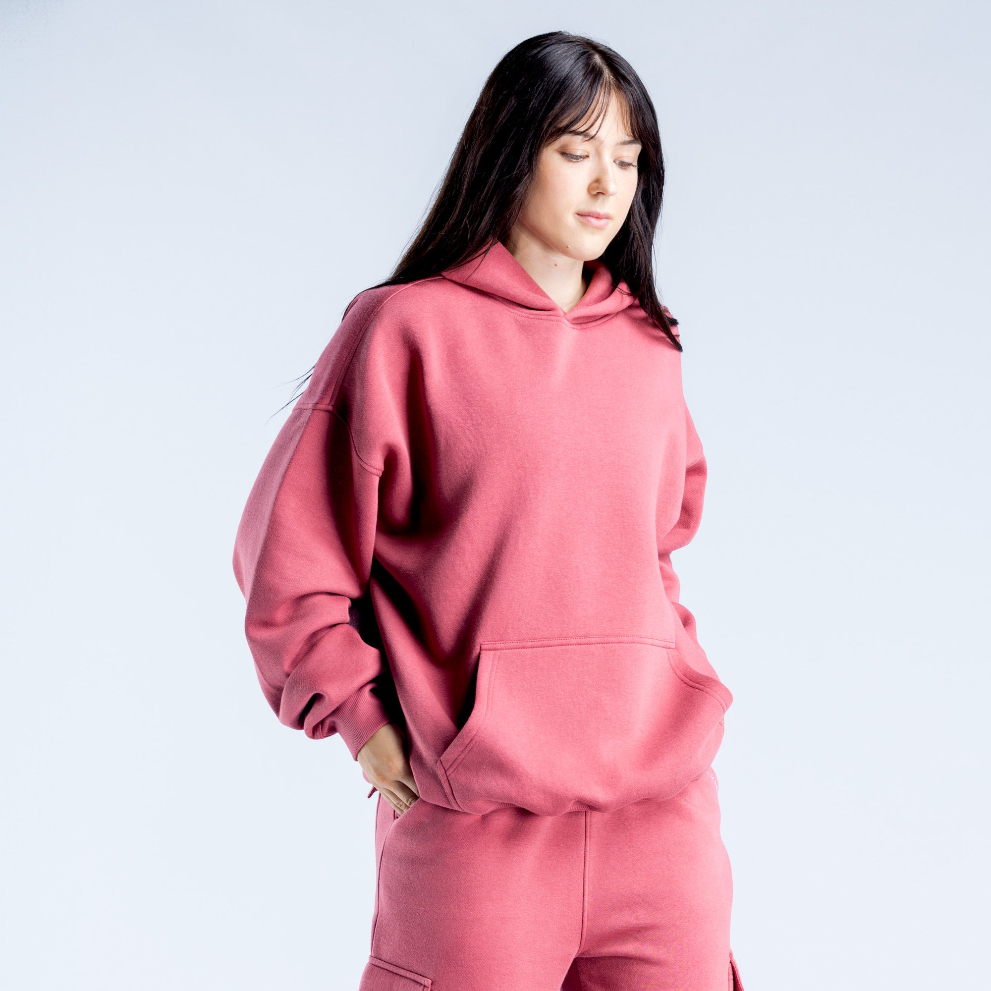 Moletom com Capuz DFYNE Lanyi Edit Oversized Feminino Rosa Escuro | QABCTP960