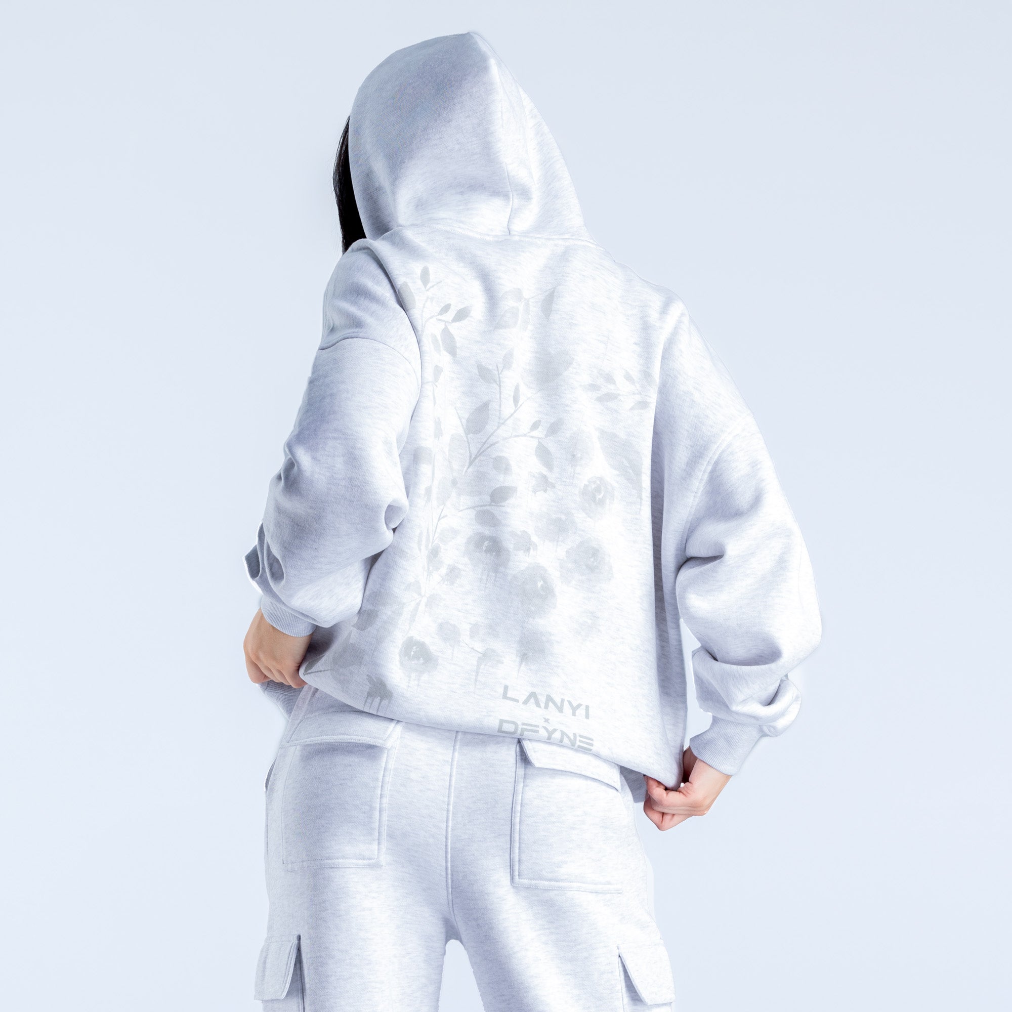 Moletom com Capuz DFYNE Lanyi Edit Oversized Feminino Cinzentas | JRAZNB980
