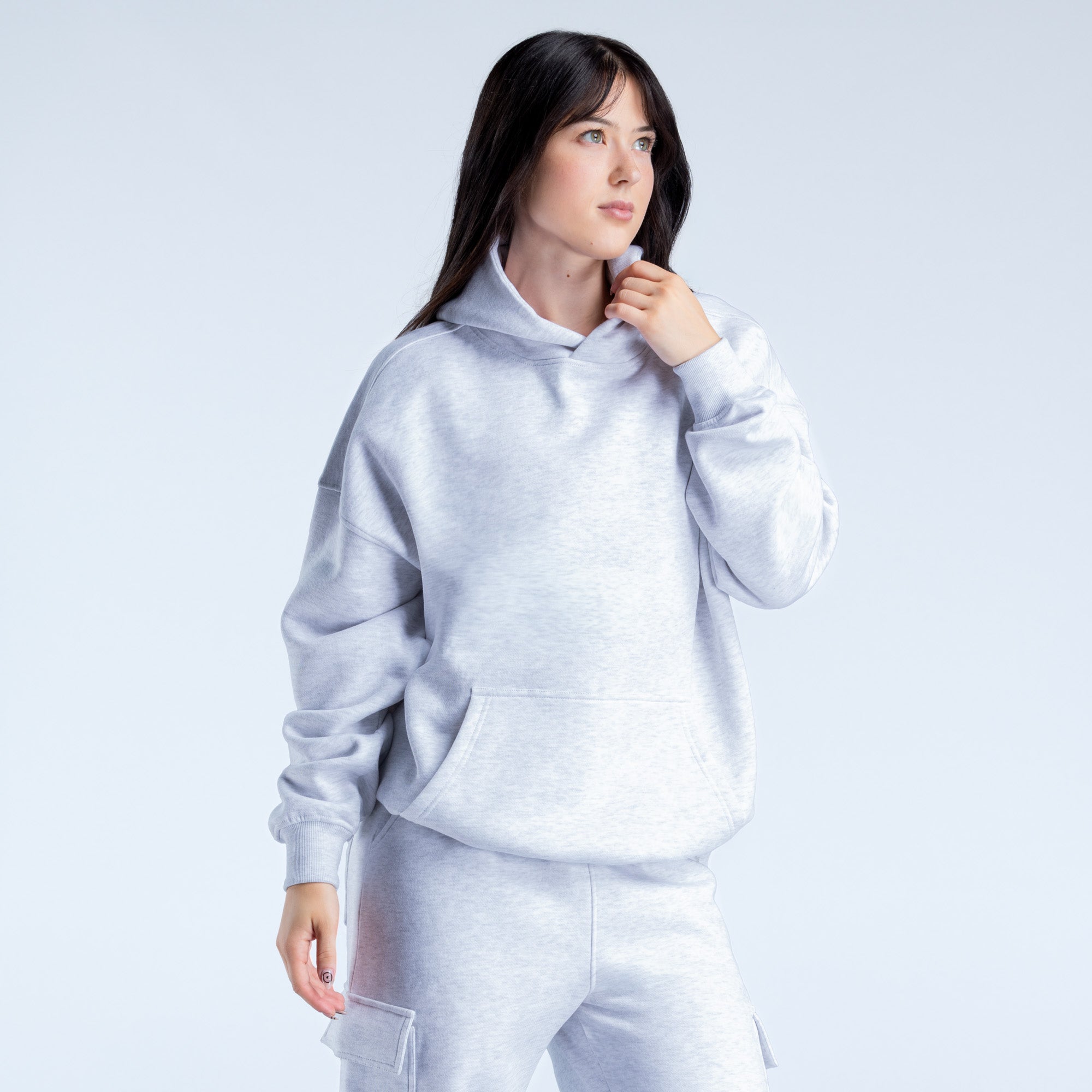 Moletom com Capuz DFYNE Lanyi Edit Oversized Feminino Cinzentas | JRAZNB980