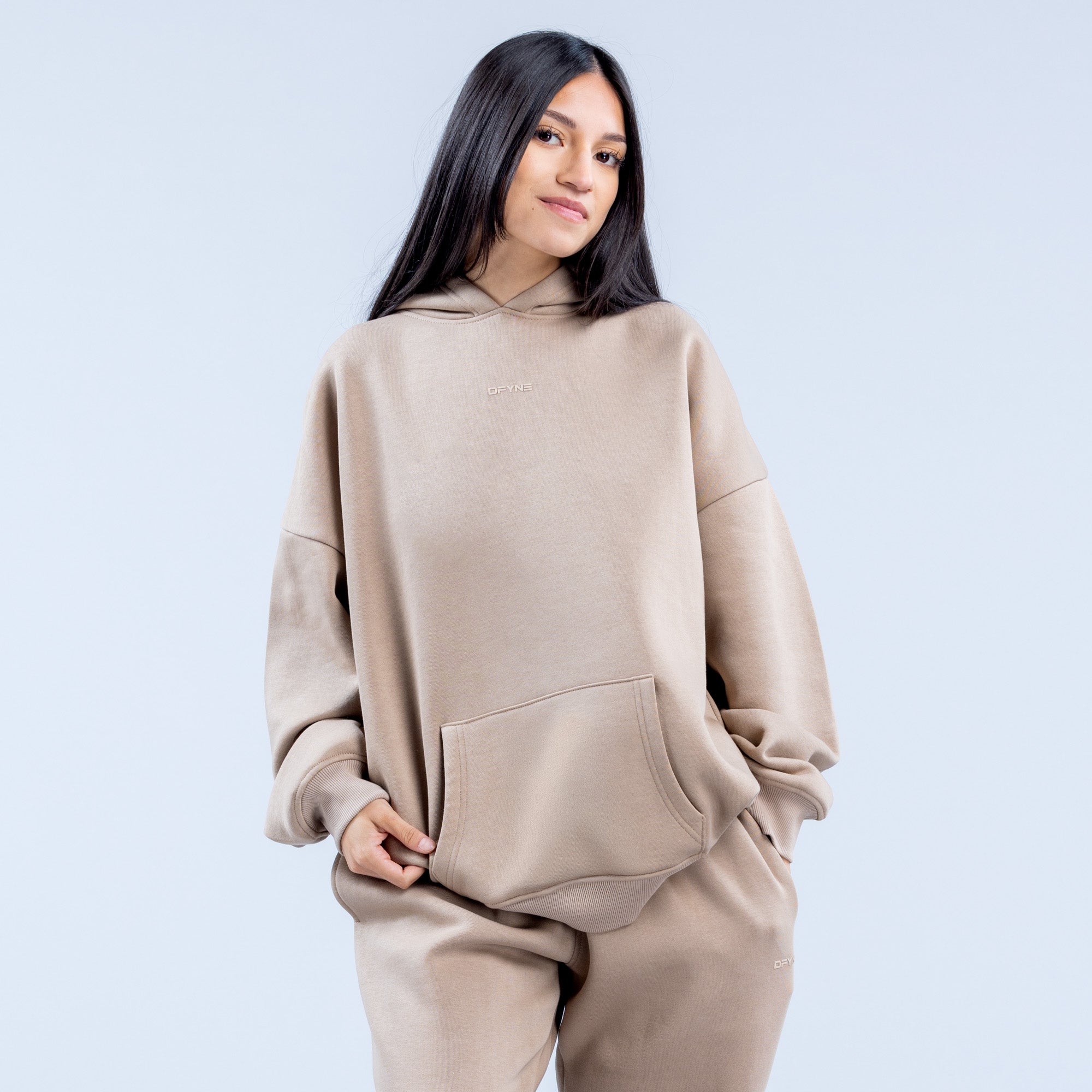 Moletom com Capuz DFYNE Revive Heavy Weight Feminino Bege | HRMUKF429