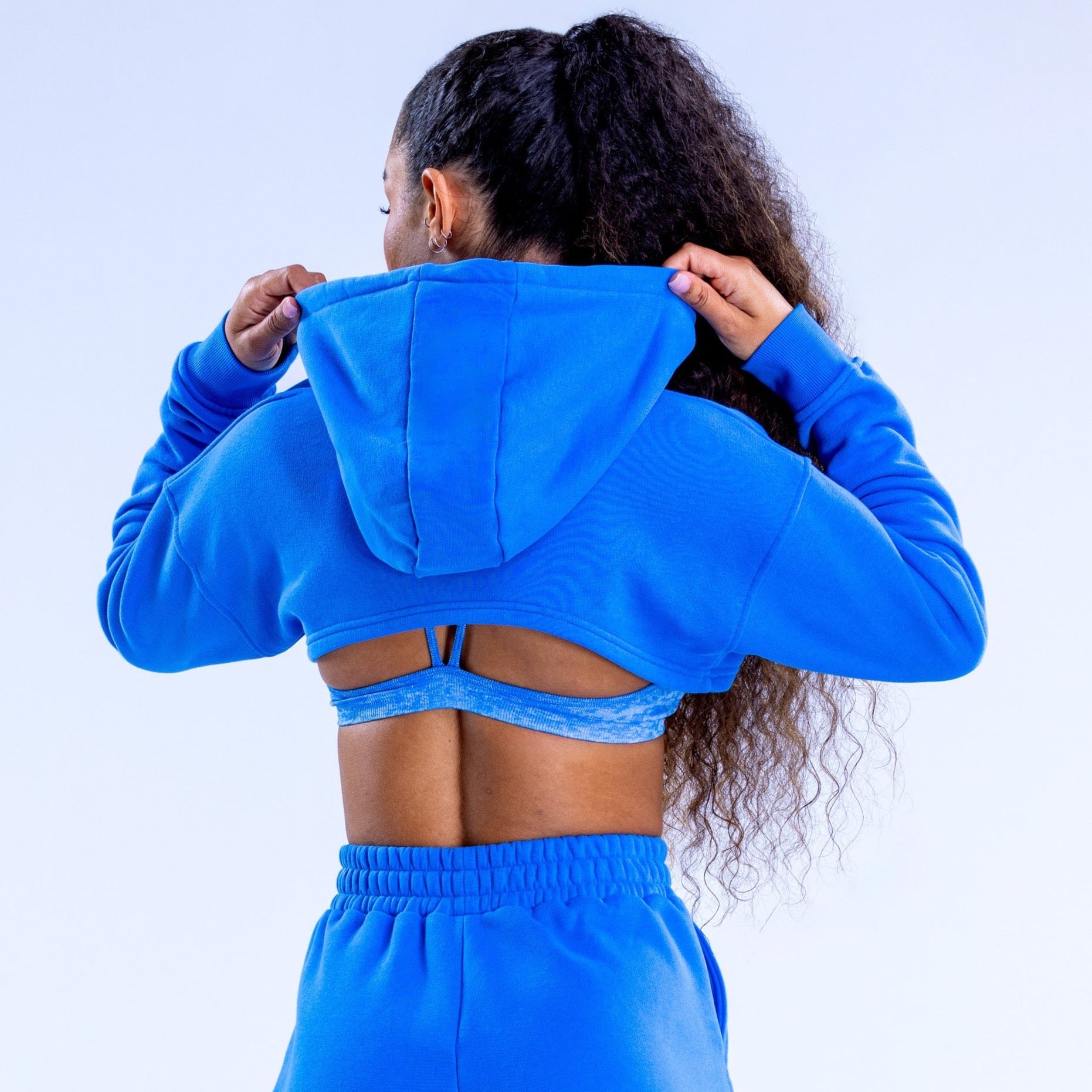 Moletom com Capuz DFYNE Revive Super Crop Feminino Azuis | HULACZ625