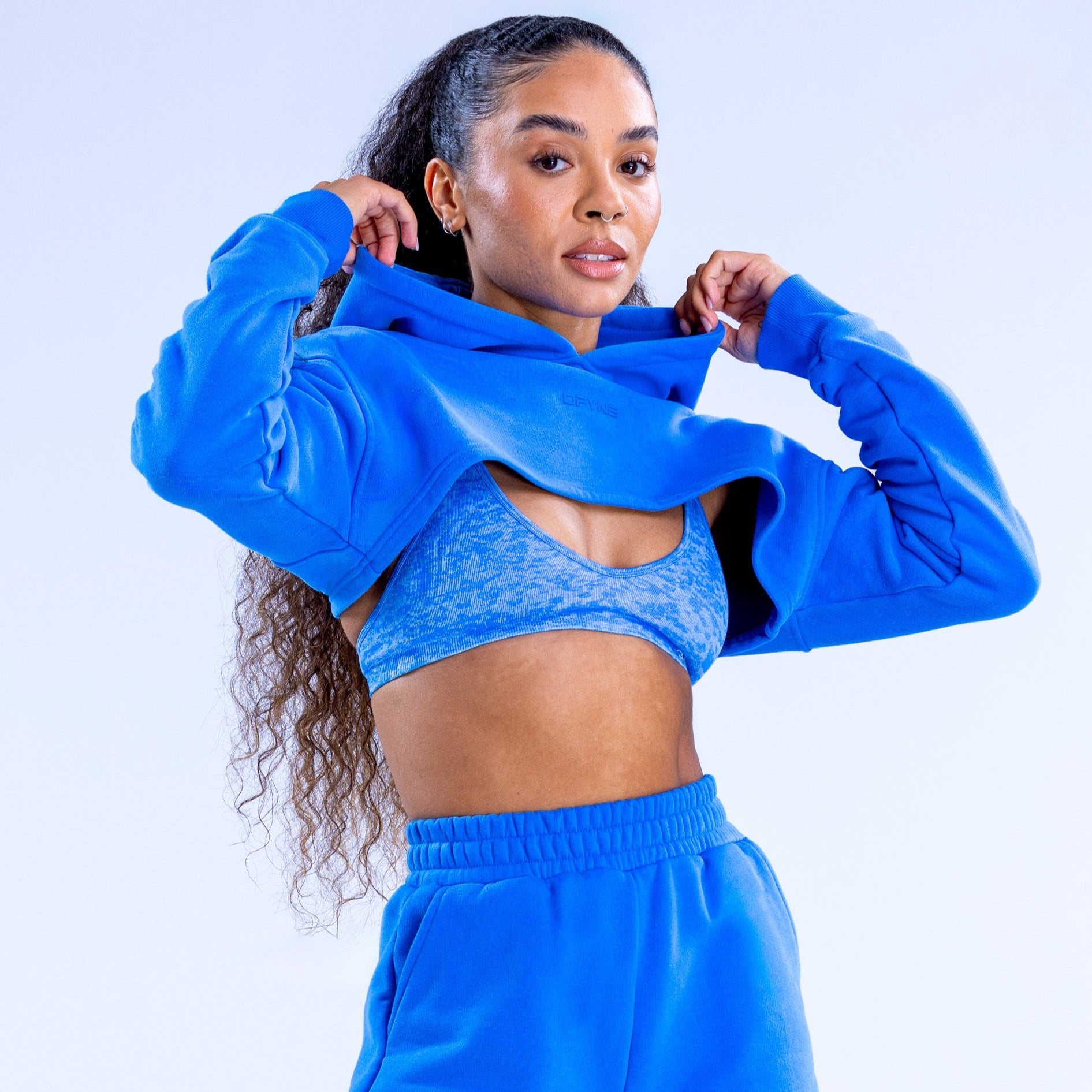 Moletom com Capuz DFYNE Revive Super Crop Feminino Azuis | HULACZ625