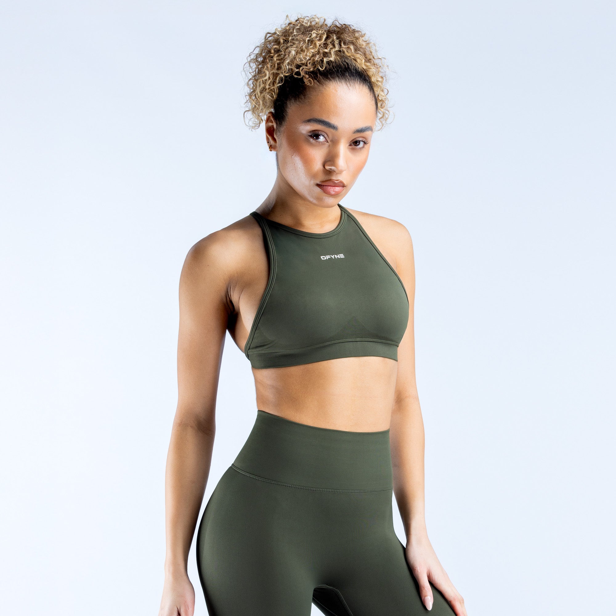 Sutiã Esportivo DFYNE Dynamic High Neck Backless Feminino Verde Oliva | FDLRSH846