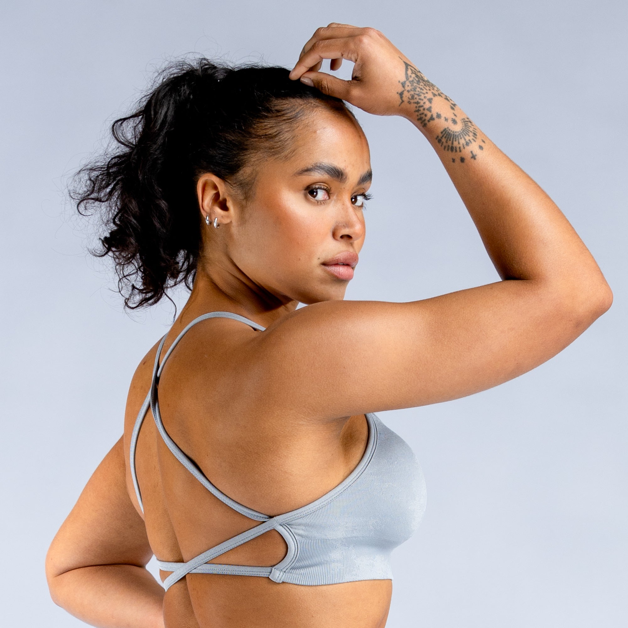 Sutiã Esportivo DFYNE Dynamic Mist Backless Feminino Luz Cinzentas Branco | FECJNW349