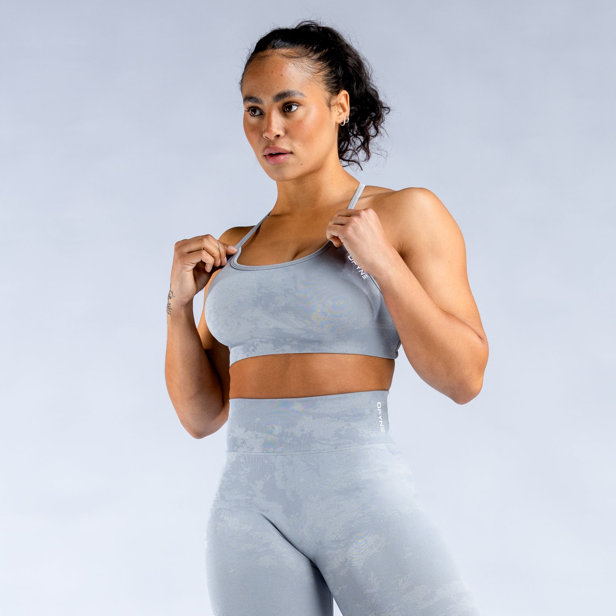 Sutiã Esportivo DFYNE Dynamic Mist Backless Feminino Luz Cinzentas Branco | FECJNW349