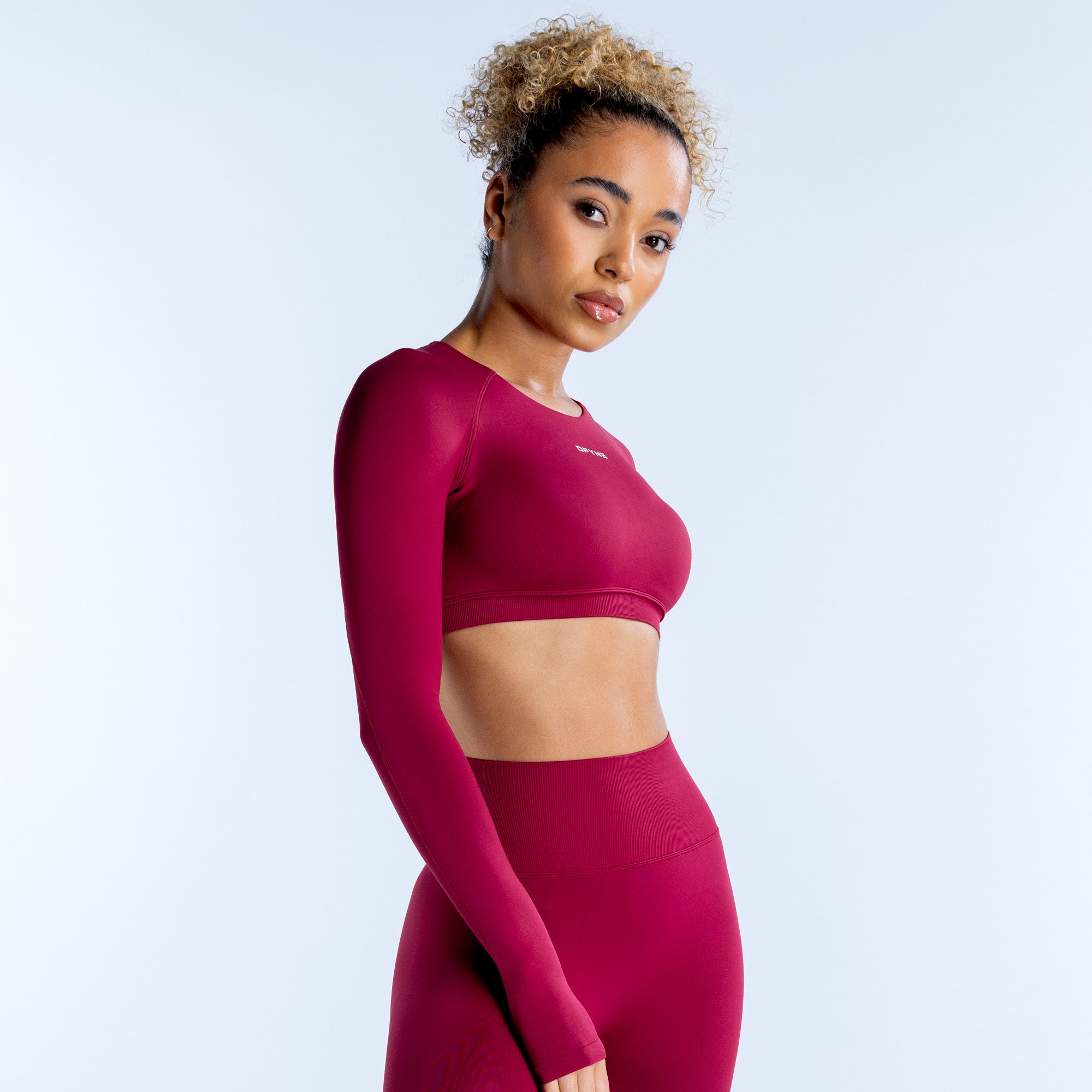 Top DFYNE Dynamic Long Sleeve Crop Feminino Fucsia | KYDCLX827