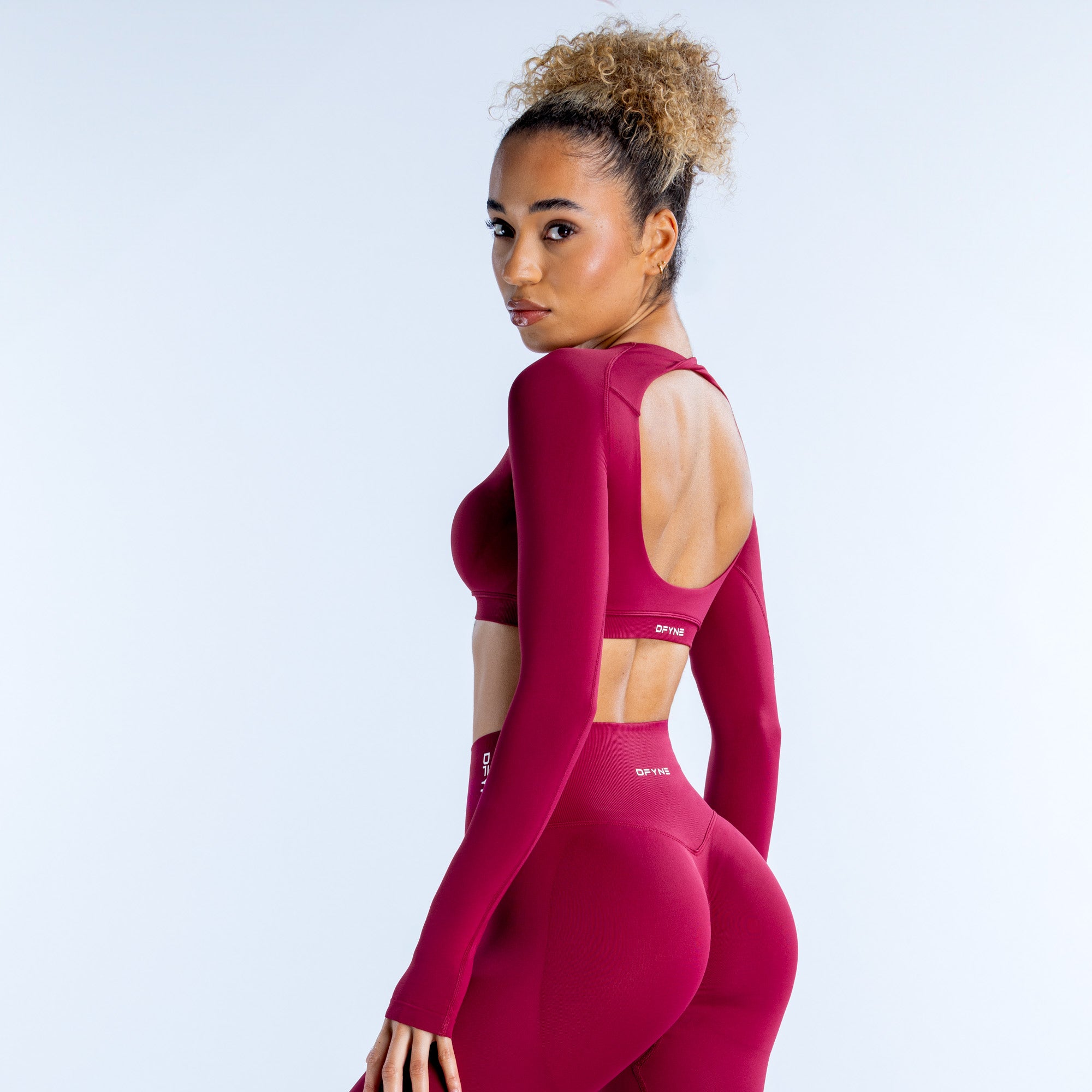 Top DFYNE Dynamic Long Sleeve Crop Feminino Fucsia | KYDCLX827