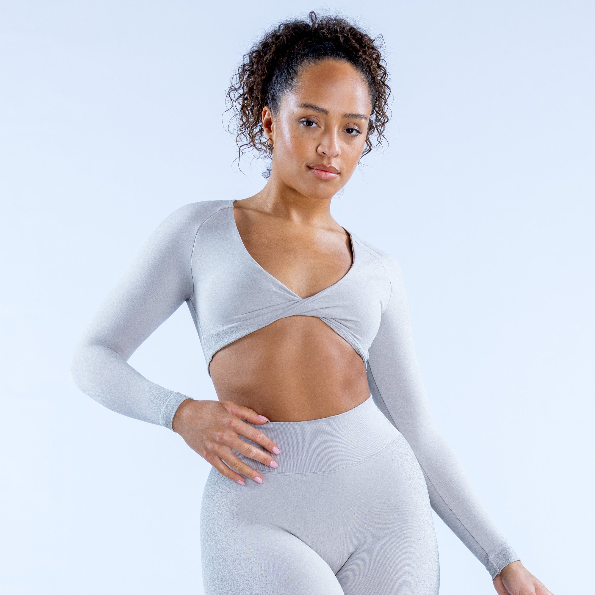 Top DFYNE Ignite Twist Front Crop Feminino Luz Cinzentas | NVEKRB039