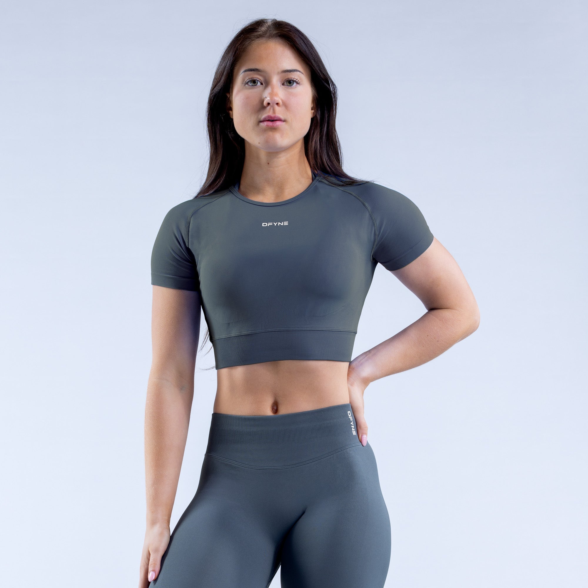 Top DFYNE Impact Crop Feminino Cinzentas | TWOPJU735