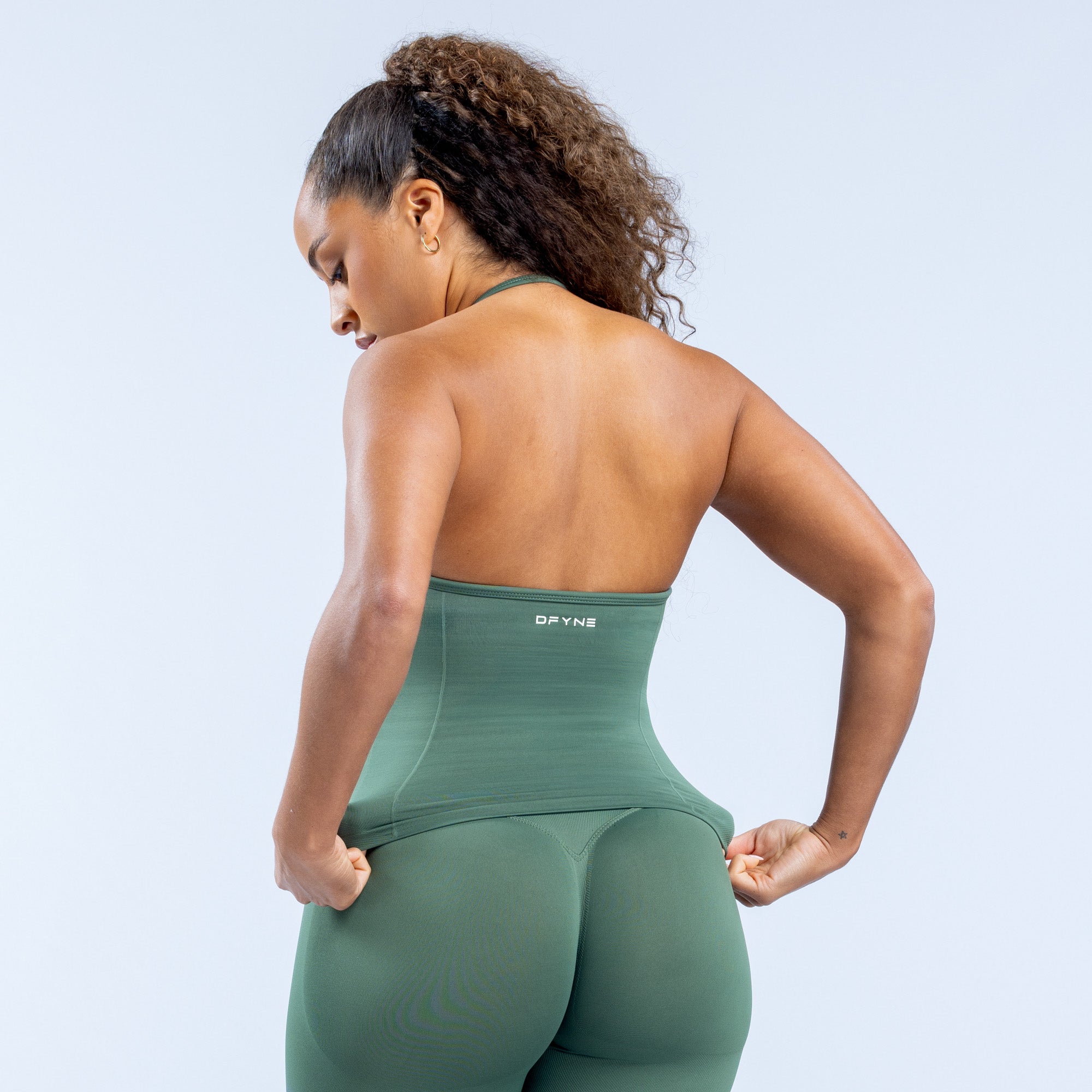 Top DFYNE Impact Longline Strappy Feminino Verdes | VBKPAL215