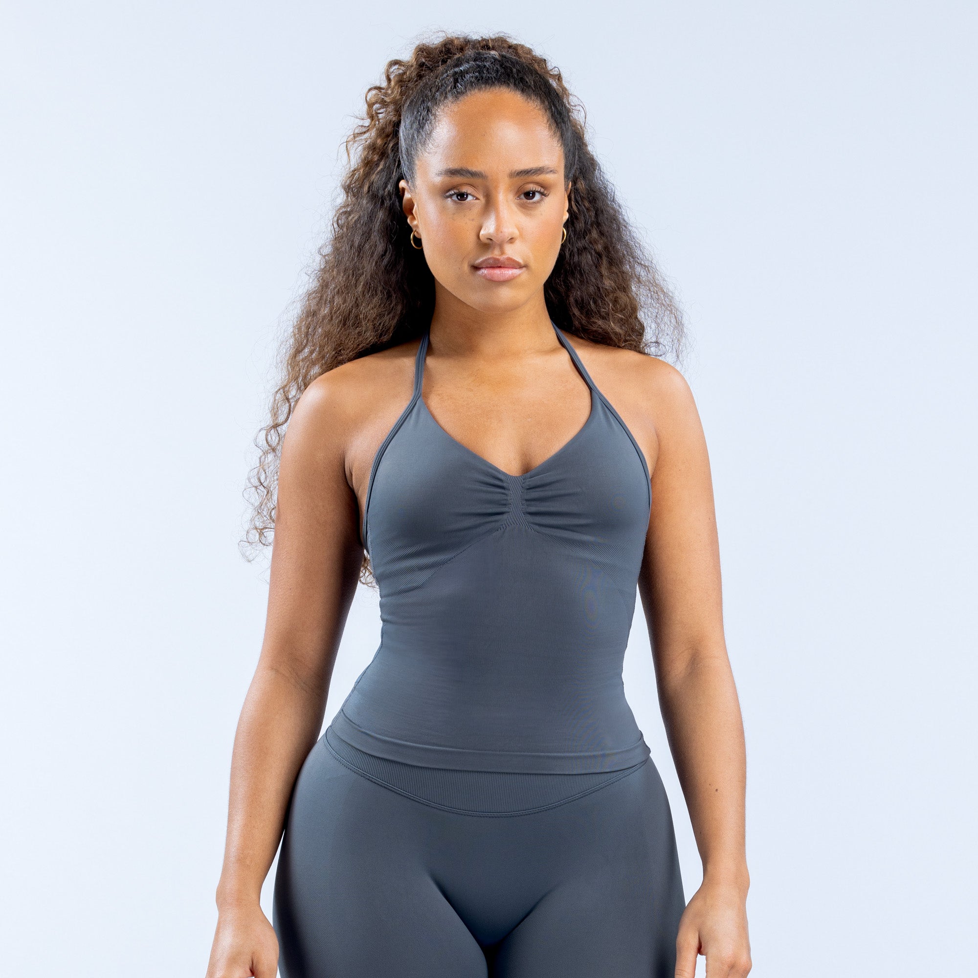 Top DFYNE Impact Longline Strappy Feminino Cinzentas | GVLFWZ256
