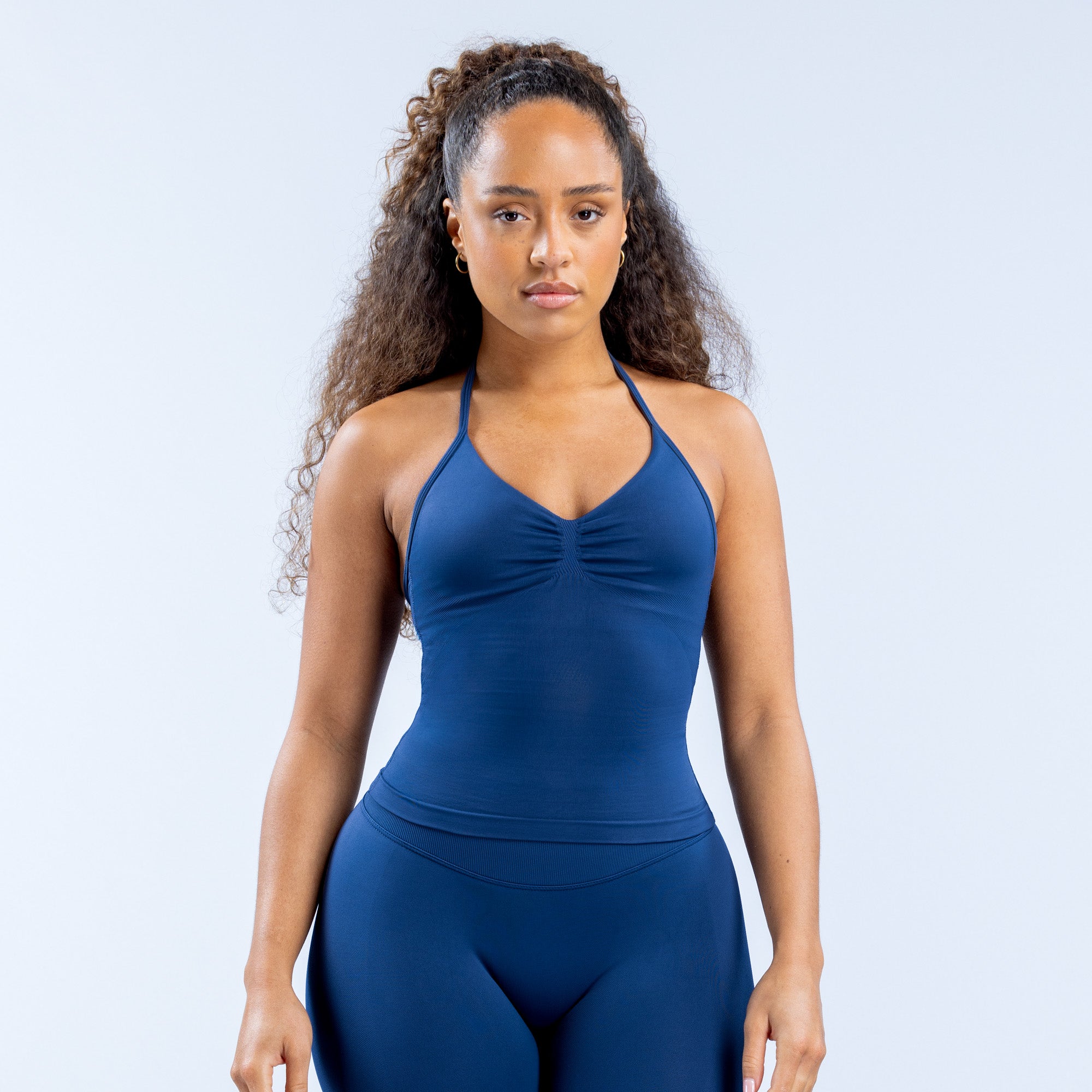 Top DFYNE Impact Longline Strappy Feminino Azul Marinho | IZOLJX283