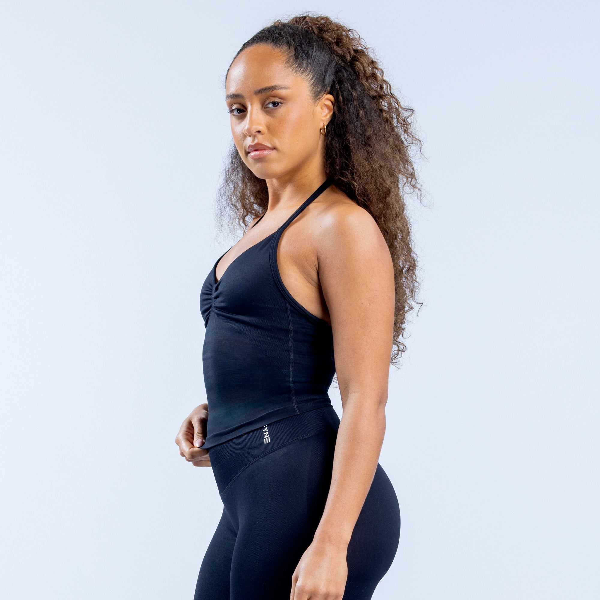 Top DFYNE Impact Longline Strappy Feminino Pretas | TYBGLR376