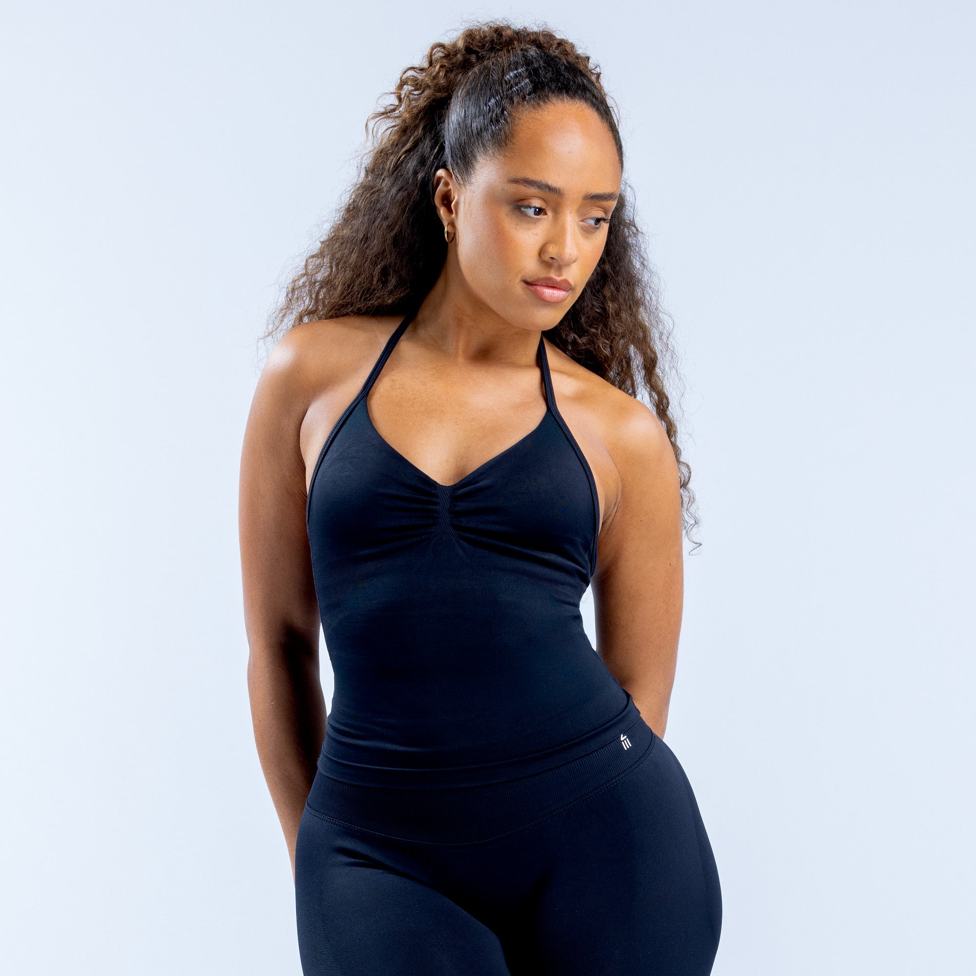 Top DFYNE Impact Longline Strappy Feminino Pretas | TYBGLR376