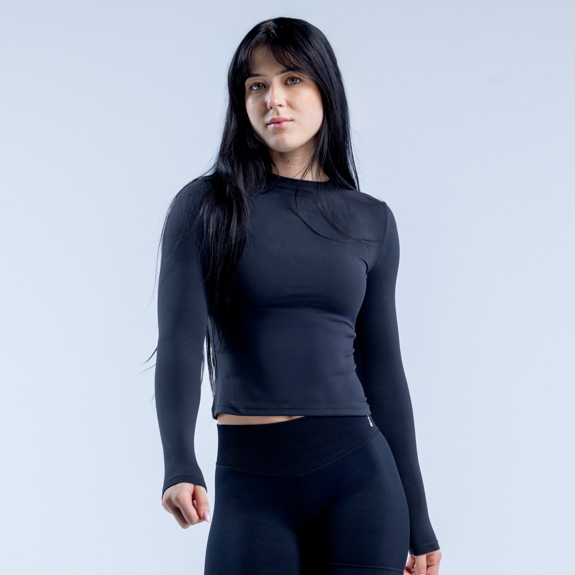 Top DFYNE Origin Fitted Long Sleeve Feminino Pretas | GLZBPK623