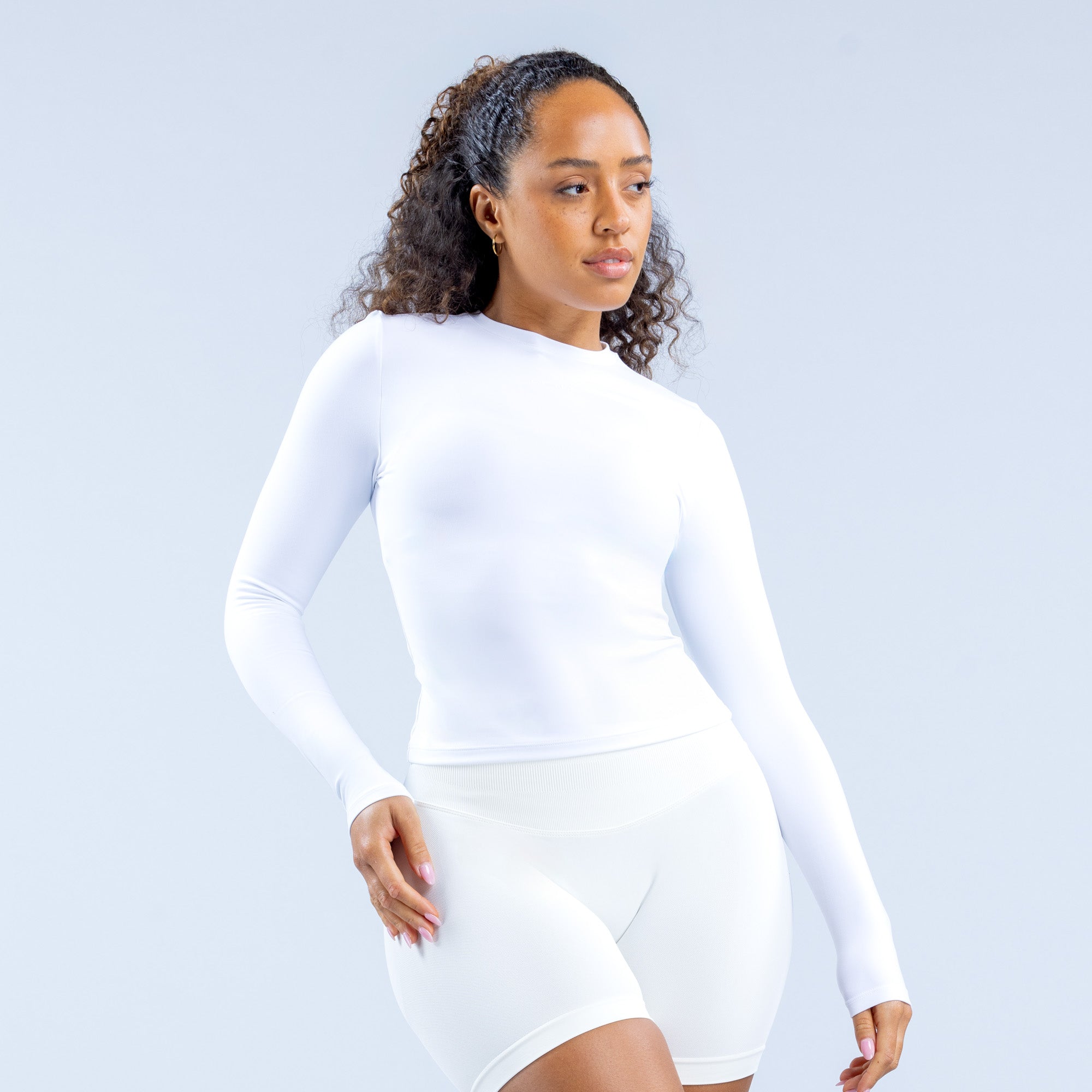 Top DFYNE Origin Fitted Long Sleeve Feminino Branco | BFNVOL985