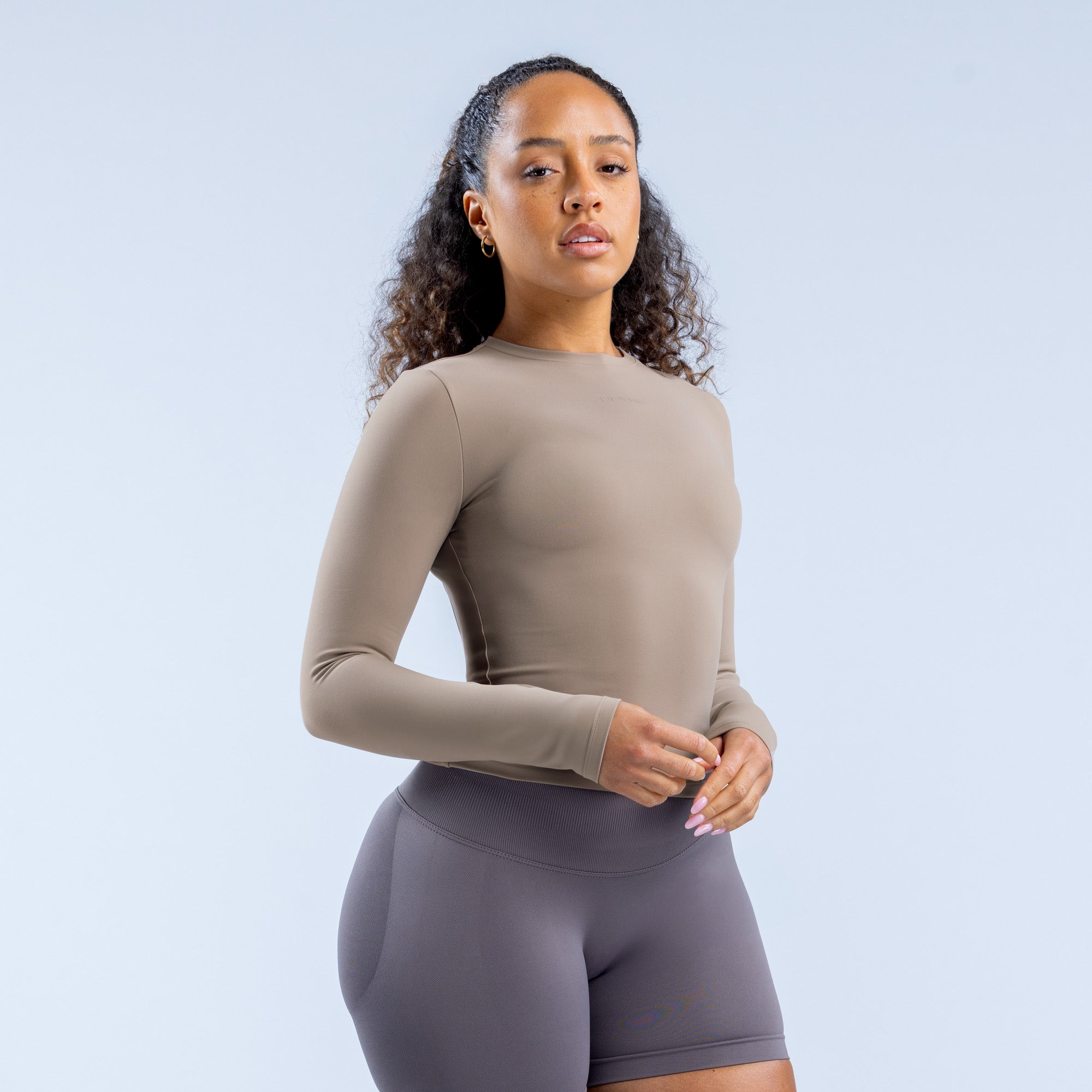 Top DFYNE Origin Fitted Long Sleeve Feminino Caqui | FHGSZW567